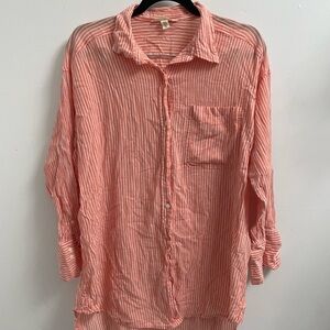 H&M Pink Casual Long Button Down Shirt Relaxed Fit